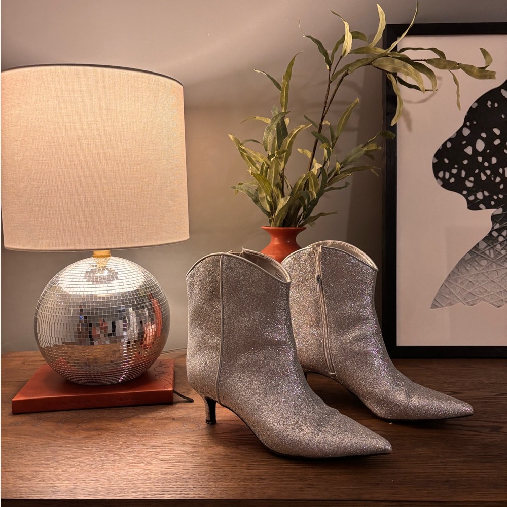Shimmering Silver Heeled Boots